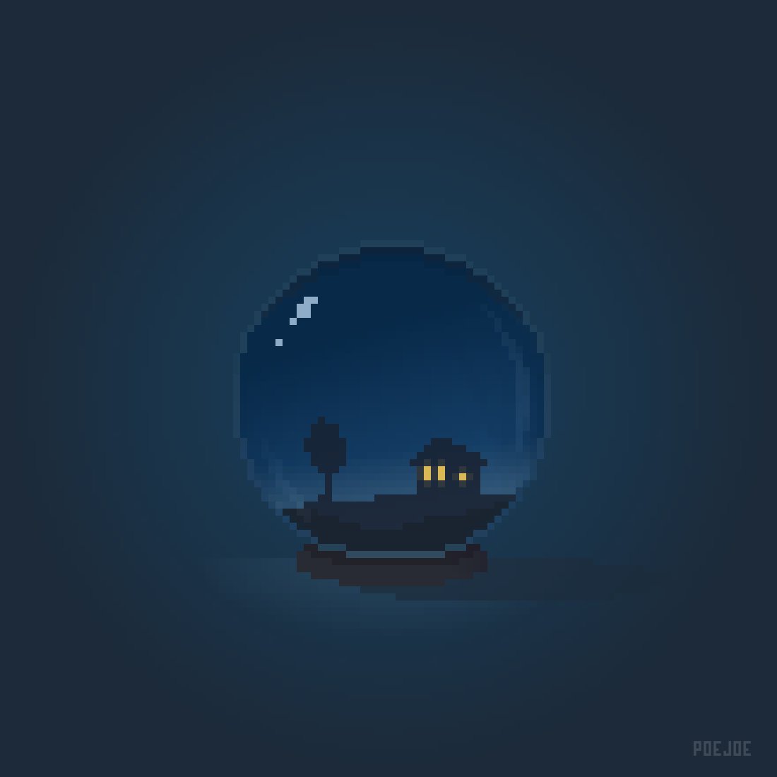 Poejoe_pixelart's tweet photo. "Nightfall" from #Bitember2020.
.
#bitember #pixelart #pixelartist #illustration #indiegame #gameart #minimalist #minimalistpixelart #art #pixel_dailies #glasssphere #night https://t.co/HGZmeyE8wO