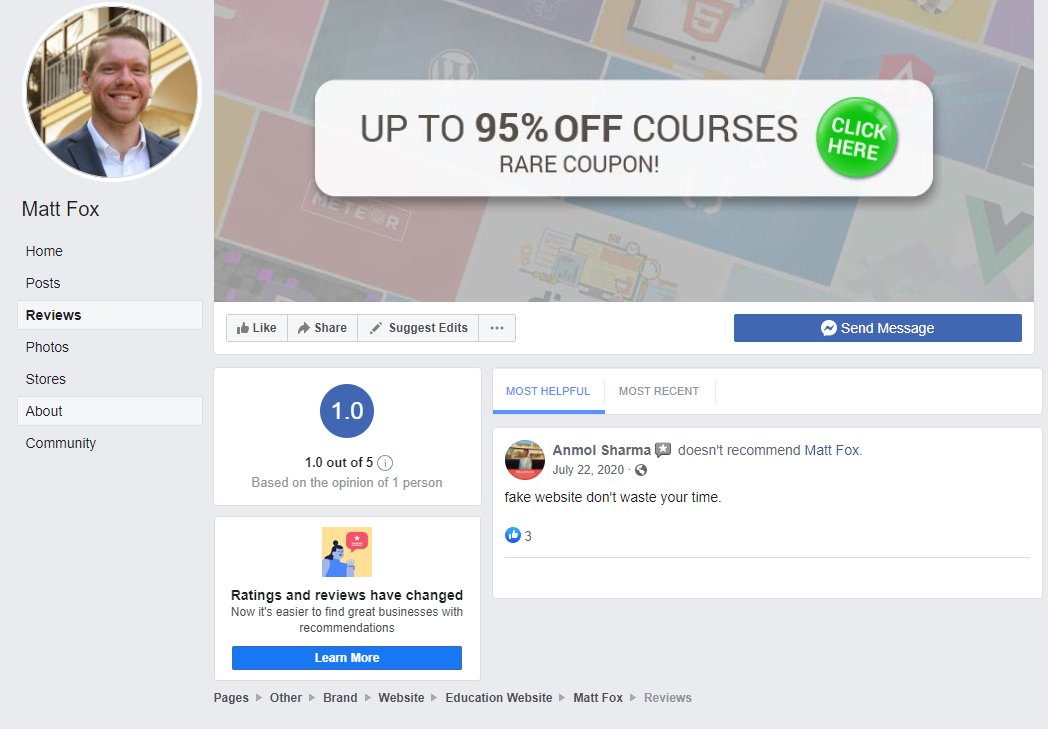 Matt Fox's one review calls him fake.