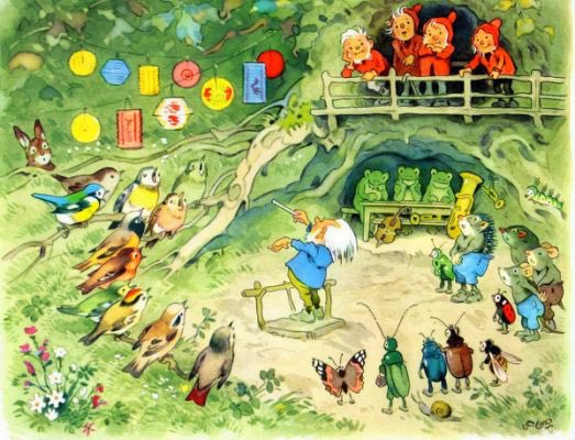 MatthewLuhn's tweet image. One of the illustrators we’ve been looking at for inspiration on Sprite Fright is the amazing German children&apos;s book illustrator Fritz Baumgarten. #blendercloud #openmovie #b3d #illustration