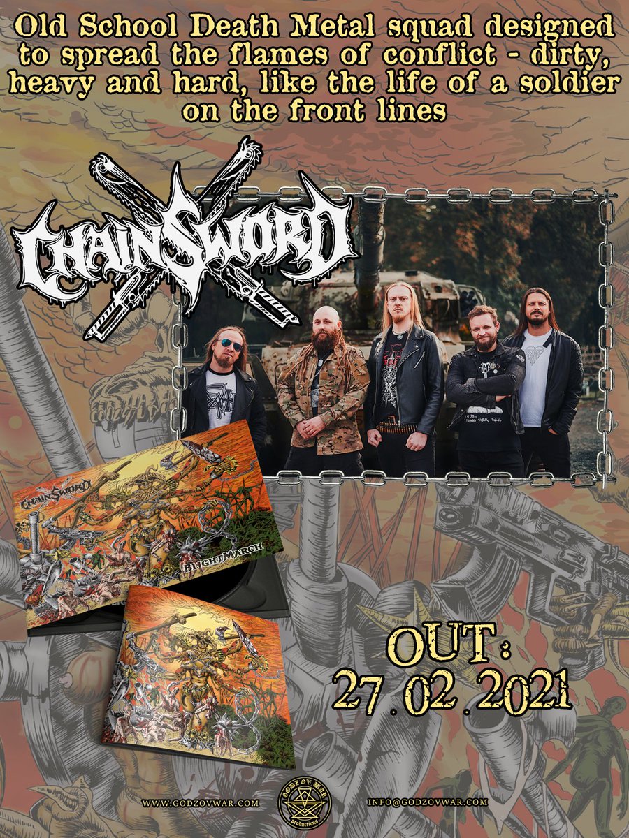 GodzOvWar's tweet photo. 📣📣📣 Chainsword "Blightmarch" pre-order start now!

LISTEN: 
▶️ Bandcamp: https://t.co/CxAdIRzZvA
▶️ YouTube: https://t.co/891rG3CgOA
ORDER:
➡️ DIGITAL: https://t.co/QHX7YSbQXa
➡️ CD: https://t.co/aguW8XyL5c https://t.co/To1dSCpm0x