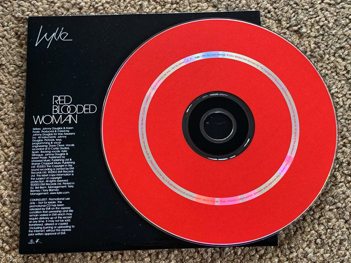 spjury's tweet image. #KylieMinogue Red Blooded Woman. 2003 UK 1 track promo CD. The outer slipcase is a little worn but inner slipcase &amp;amp; CD are in excellent condition. A brilliant track from one of my top 5 favourite albums. #UKCD #PromoCD #Kylie CDMINDJ007 🎶🎵🇬🇧💿🕺🥰