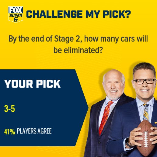 24racing09's tweet photo. BOOM! These are my picks I just made on @foxsuper6 ! Can you beat me for a chance to win free cash? https://t.co/zwxf25aifK https://t.co/QimL5CUck6