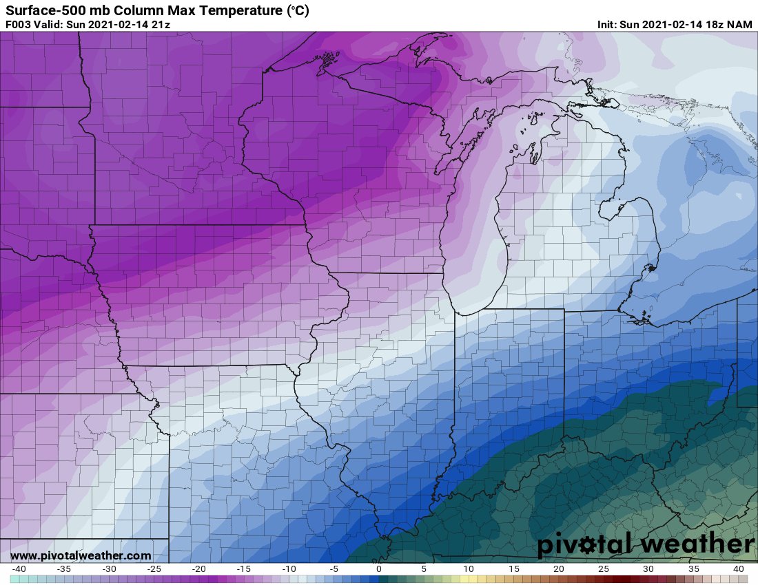 Thus, on maps, the patterns of column-max temp and Kuchera ratio always follow identical patterns 13/