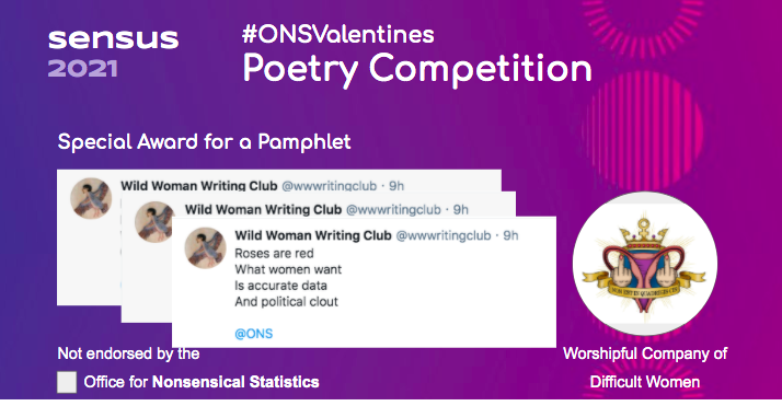 Special award for a pamplet of poems goes to our very own  @wwwritingclub  #Census2021    #ONSValentines