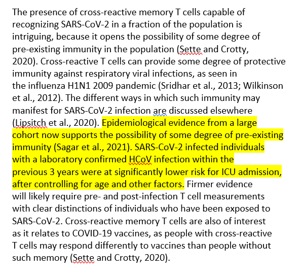 32/n Une étude montre que les sujets infectés pendant les 3 années précédentes par des coronavirus saisonniers présentent un risque moindre d'admission en réanimation après ajustement pour différents facteurs de risque.