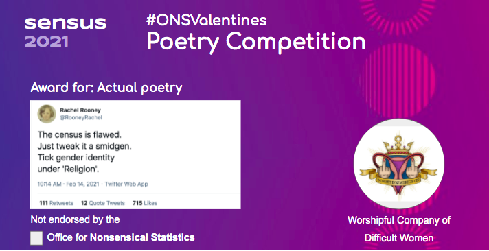 And finally the award for actual poetry goes to  @RooneyRachel  #Census2021    #ONSValentines