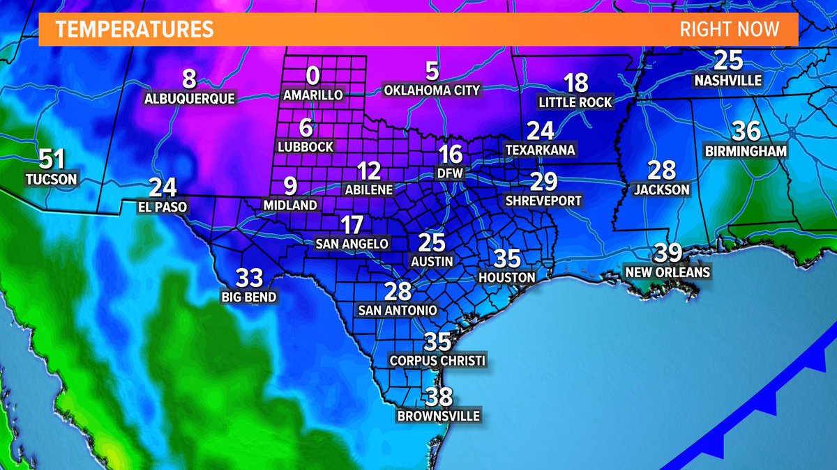 I don’t think I’ve EVER seen all 254 Texas counties under a winter storm warning all at once. That’s nearly 900 miles from north to south and over 800 miles from east to west! Tomorrow, the coldest air in over 90 years will settle in with windchills near -30 degrees! Stay safe!