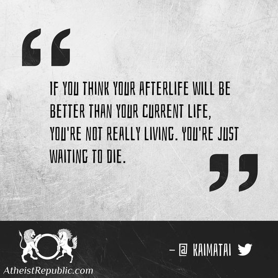 If you think your afterlife will be better than your current life, you're not really living. You're just waiting to die. #atheist