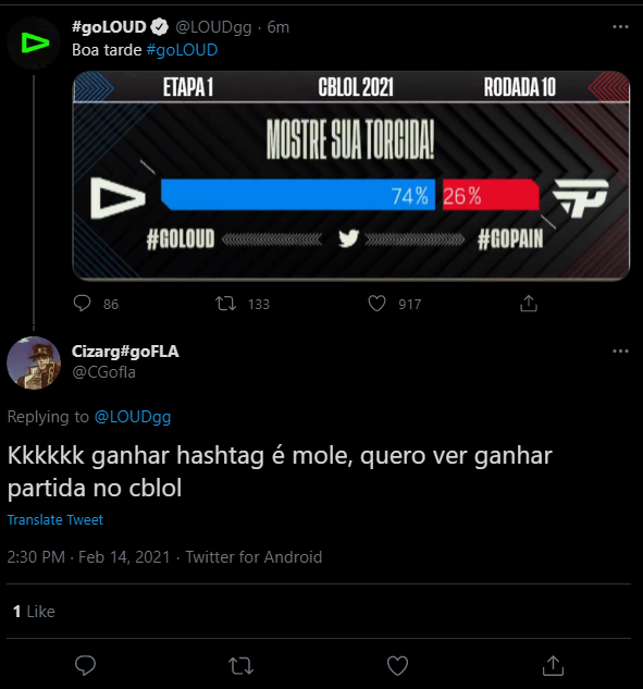 PoliciaDoLoL's tweet photo. @CBLOL @loud_dudstheboy @LOUDgg https://t.co/OKjMWtvHBZ