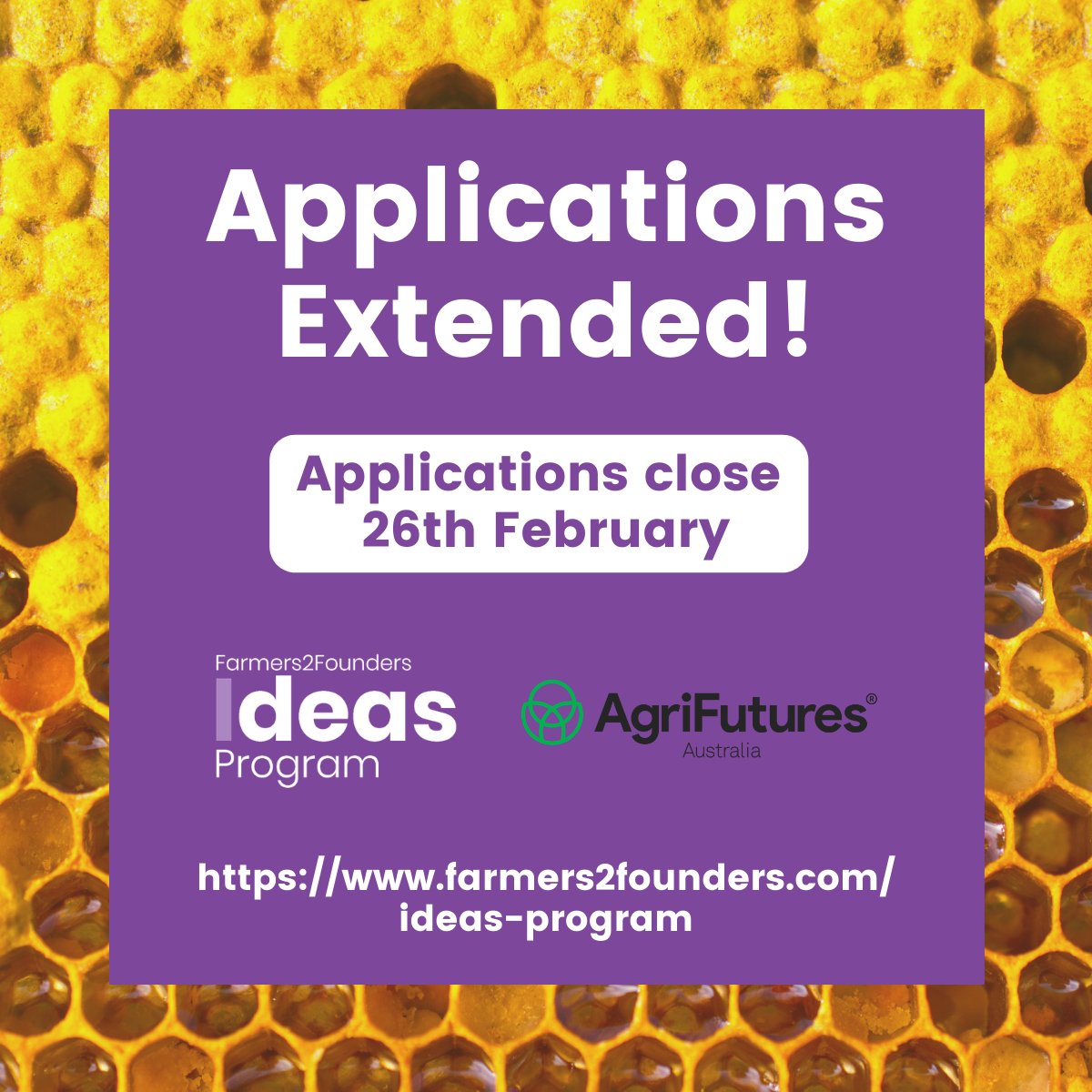 LAST CHANCE: Do you have a burning agtech or value add idea? Applications have been extended for the Farmers2Founders Ideas Program supported by Agrifutures Australia have been extended! Apply before 26 Feb 💡 farmers2founders.com/ideas-program