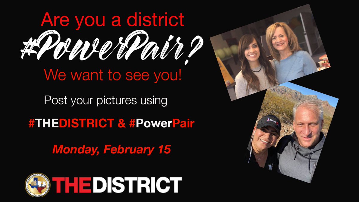 YsletaISD's tweet photo. There are many #THEDISTRICT #PowerPairs out there and we can't wait to see you!
📸Take your picture
📲Post it
🏷 Tag @YsletaISD, and use #PowerPair & #THEDISTRICT! https://t.co/Fz4QX9Mt64