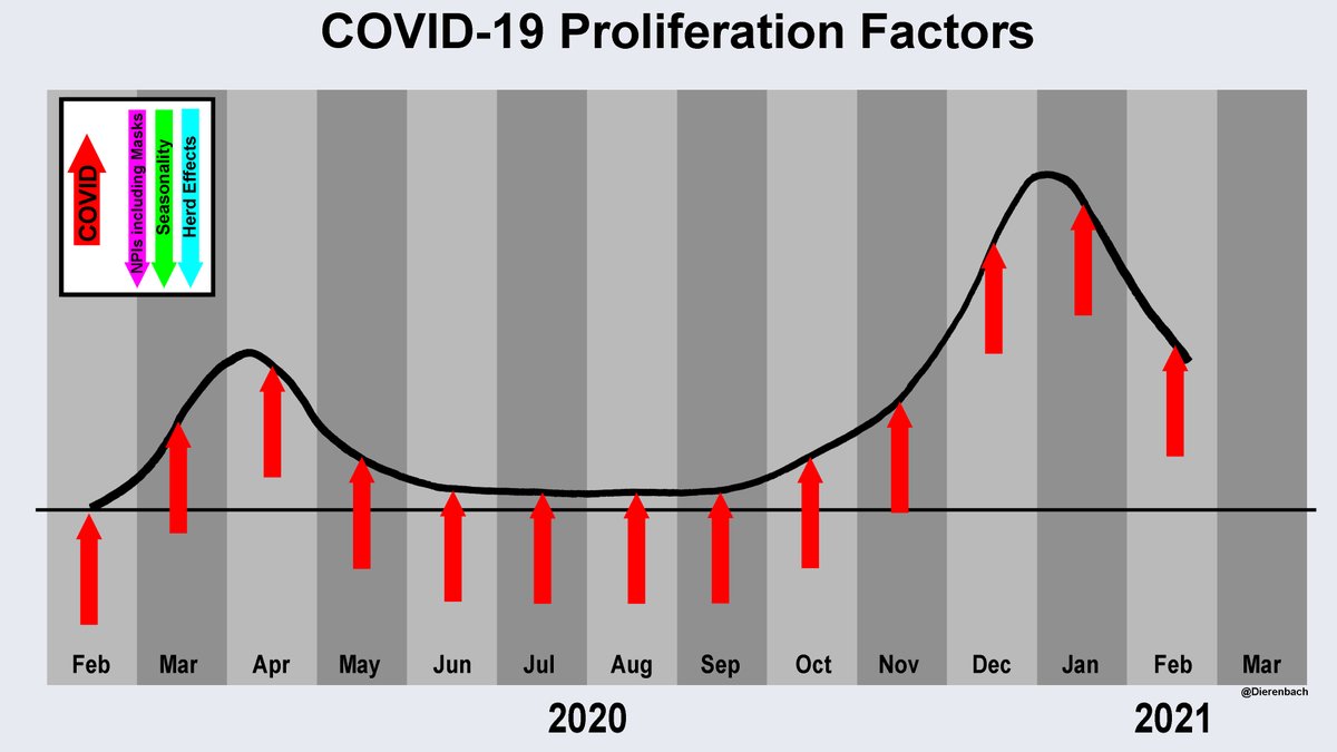 I've provided my theory based on timing of the Spring and Fall surges and downturns and the clear suppression that happened during the summer.What are your thoughts? What relative role do NPIs, seasonality and herd effects play? Less lethal mutations?Fill it in, let us know.