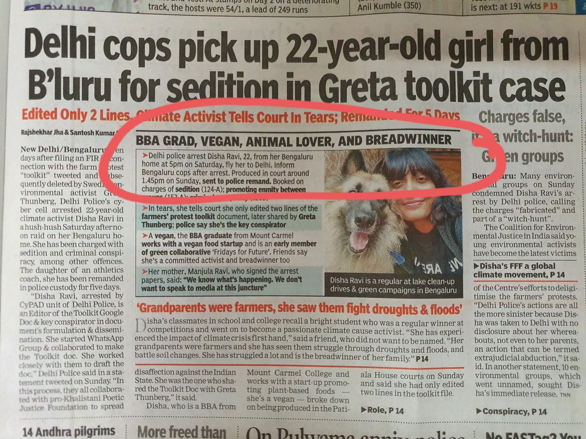 NeetuGarg6's tweet photo. "BBA grad, Vegan, Animal lover, Breadwinner..." First I thought it's a matrimonial Ad, secondary thought that she is applying for job... 

And at last came to know it's resume published by @TOIIndiaNews who got arrested in sedition and criminal conspiracy. https://t.co/TKY4SopicI