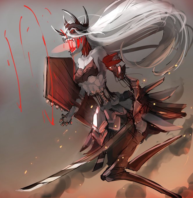 ELINAEMEN強襲型:戦鬼姫
普通の戦闘能力以外に、戦鬼姫の叫び声は人間の悪意を膨大させ自らのこころを侵食する、耐えない人間はその場で自殺することもある、でも逆に、悪意がない人間に効かないですよ～😃 