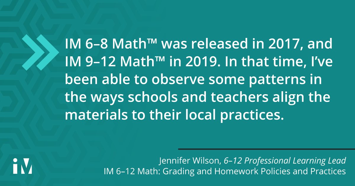 IM curricula do not prescribe specific grading practices so that it fits different school contexts. So what do different schools do? Professional Learning Developer <a href="/jwilson828/">Dr. Jennifer Wilson</a> shares some trends and common practices in this week’s IM featured blog post. ow.ly/60zK50DweVo