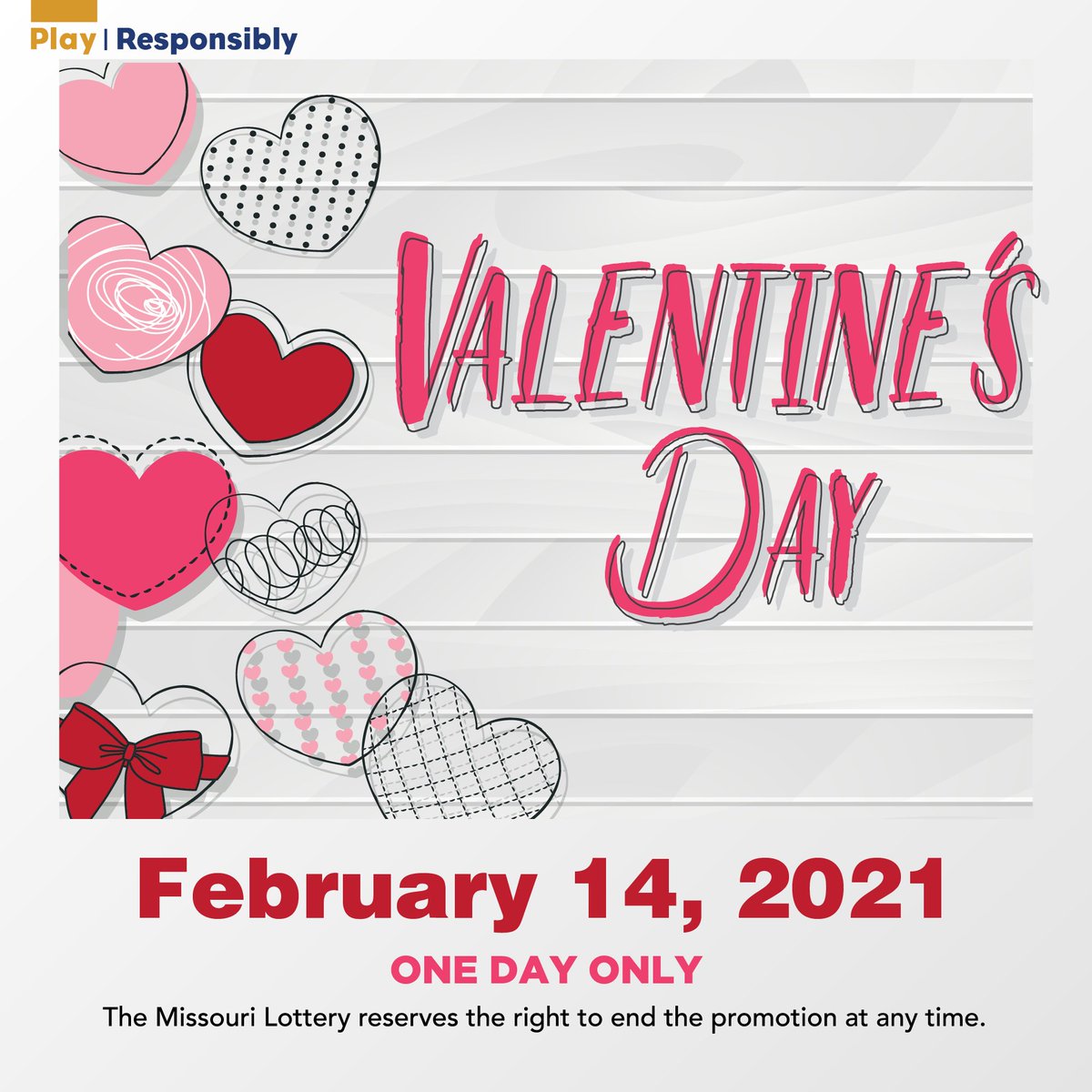 MissouriLottery's tweet photo. This Valentine’s Day, purchase a $5 Lotto single ticket &amp; receive a FREE $2 Show Me Cash with EZ Match ticket. 💝
Enter your Lotto ticket into your Players Club account today and tomorrow for Double Points!
#MOLottery #LOTTO #ShowMeCash https://t.co/PCCG0I8WUM