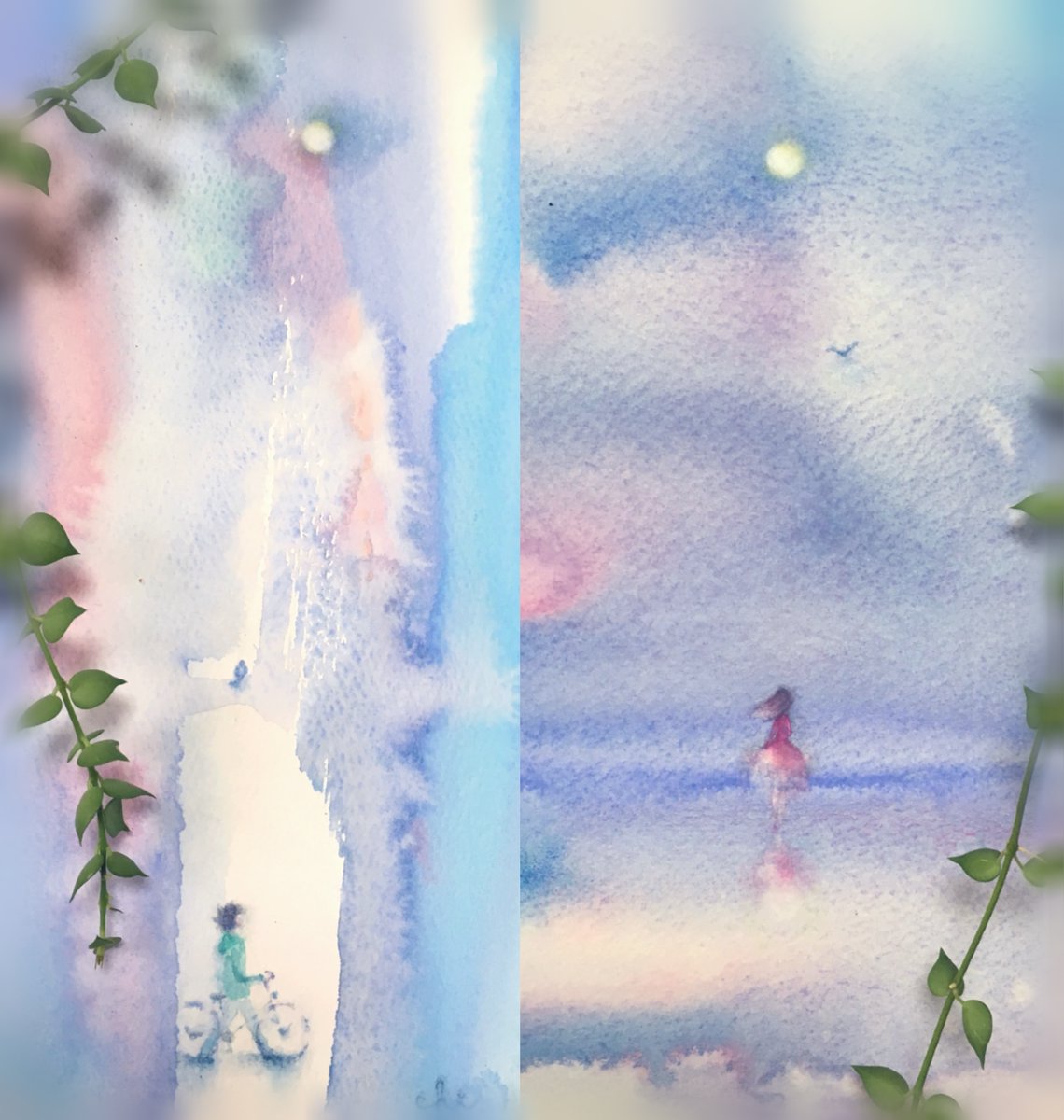 目黒 千尋 どんなに遠く 離れていても この空のもと 同じ月を見ている 色んなところで 春の予感 ヒヤシンスも 花開いてきました いろんな毎日だけど やさしい気持ちで 過ごせますように 今日もよい一日を ᵕ 詩 水彩画 心象風景画