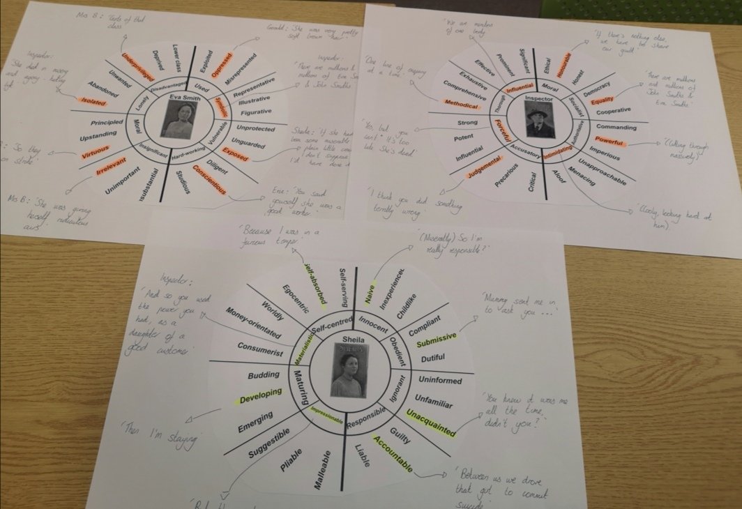 Bethanie_Peck's tweet photo. Thank you @MissHSpeed for this idea. Using vocabulary wheels has proven a great way to encourage students to use more ambitious vocabulary and think carefully about using relevant quotations. Now I just need to create more for some other key texts. #teamenglish https://t.co/5YRP2JiKYS