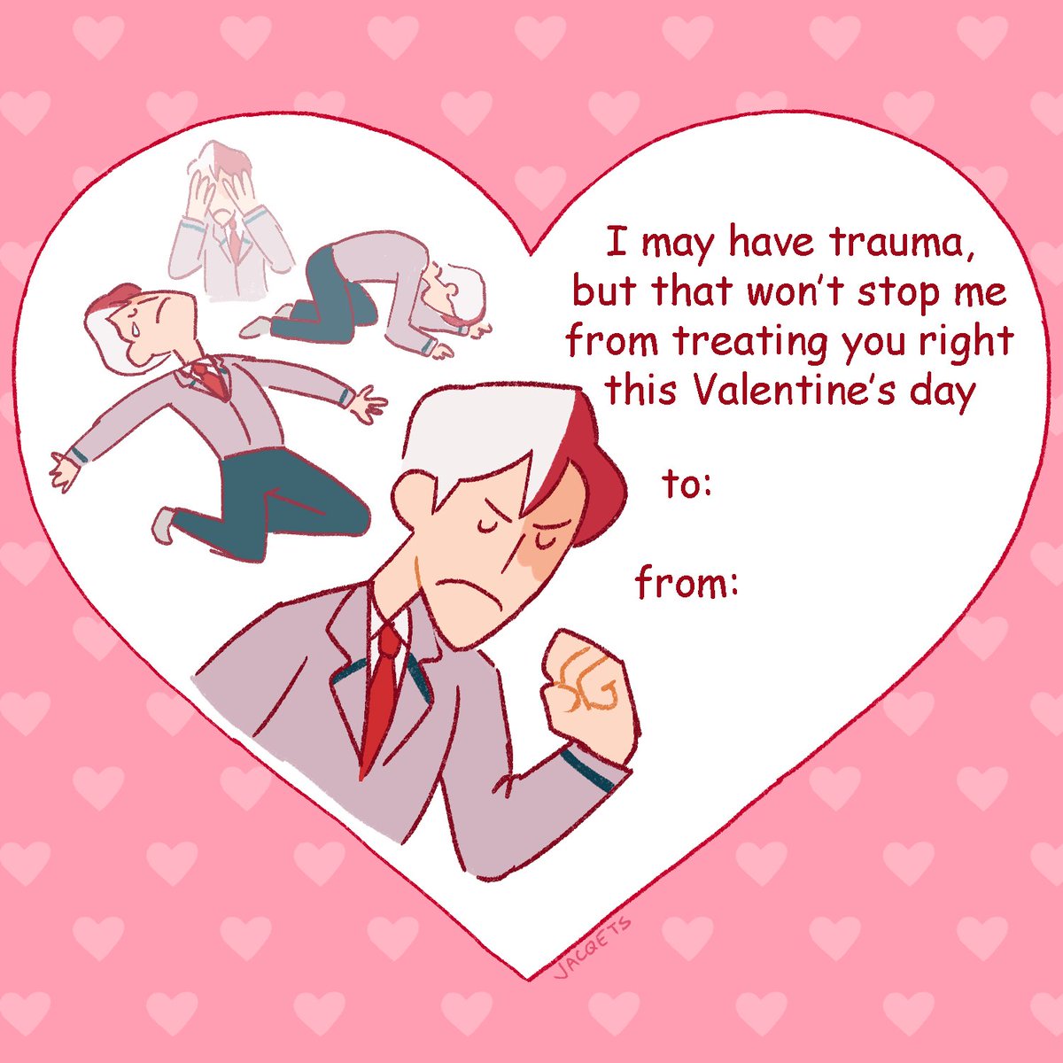 HAPPY VALENTINES DAY!!???❣️ keeping up my yearly tradition of making stupid cards, now featuring the bnha boys 