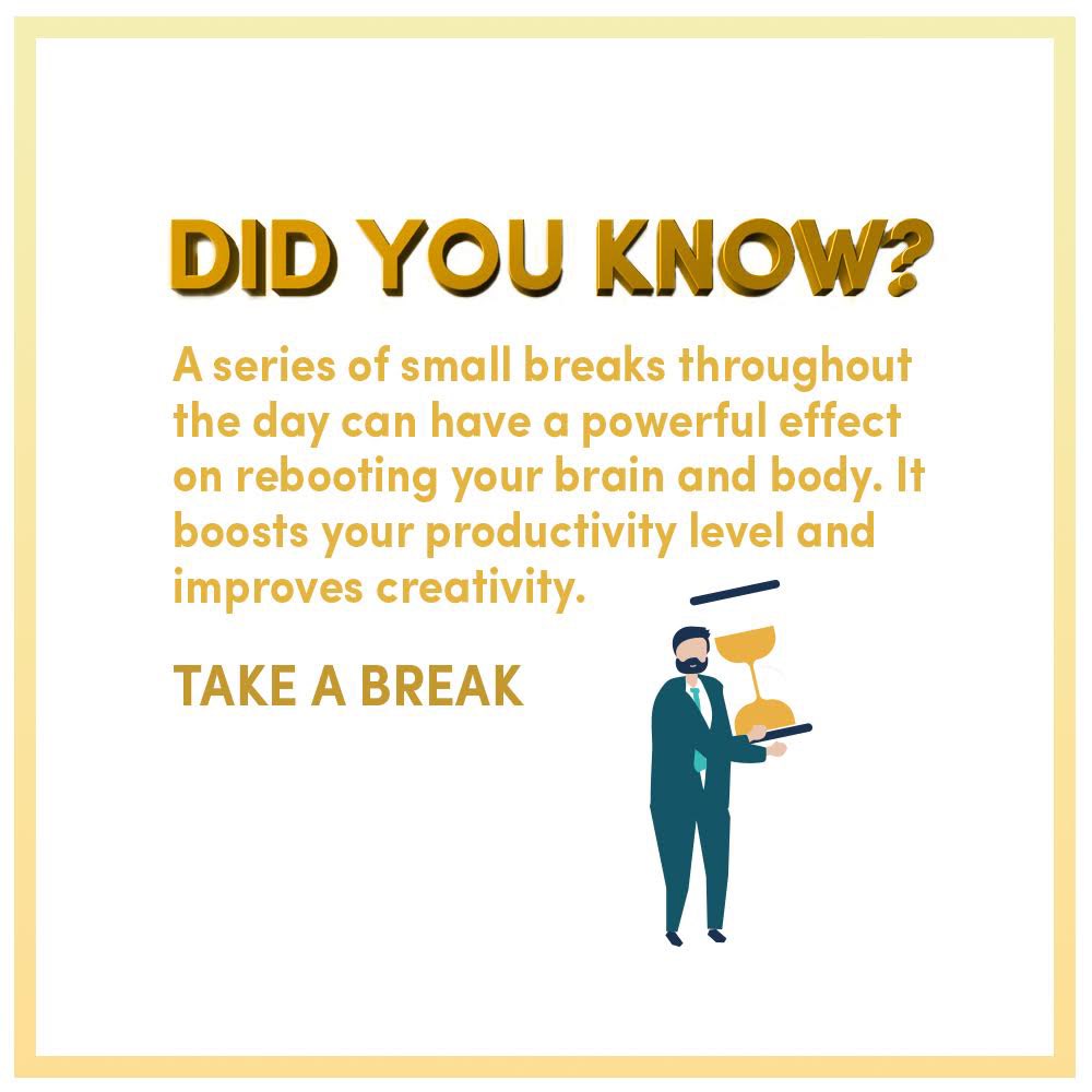 The importance of breaks. Find out more at ihmd.co
 
#Tips #tipoftheday #EmmaAlam #MemoryChampion #SaniaAlam #SuperLearning #MindSports #Memory #DrAlam #WorldMemoryChampion #FLNow #Learning #LearningTips #Brain #Breaks #Creativity