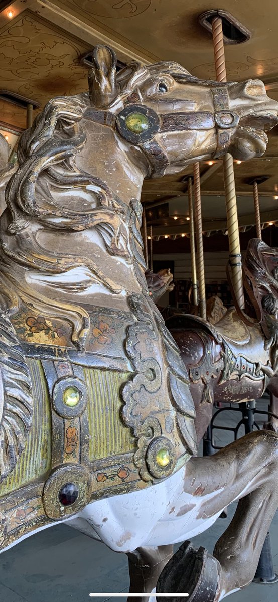 Almost everything on the Merry Go Round was original, a century old and all hand-carved. (And look at the California poppies?)