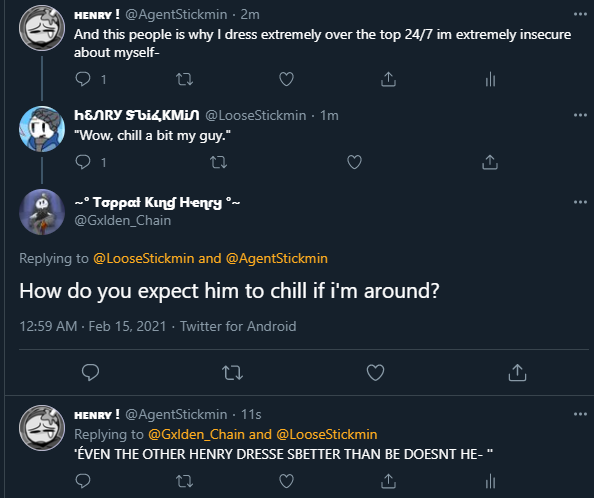 // Ah yes the henry are communicating and one has anxiety