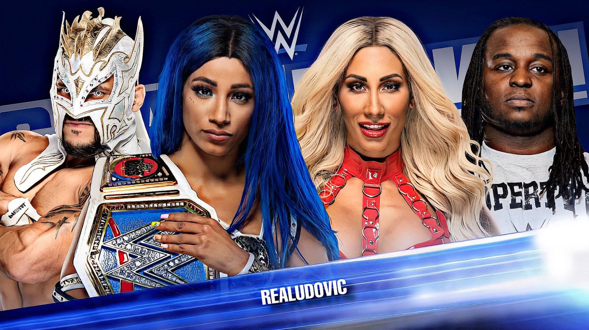 realudovic's tweet photo. I would love so much to see This Mixed Tag Team Match #LuchaBoss The #GLOAT @KalistoWWE & #Smackdown Women’s Champion #TheBoss @SashaBanksWWE vs #TheUntouchable @CarmellaWWE & @ReginaldWWE 🙏🏼🔥🤩 https://t.co/917HJyA6B6