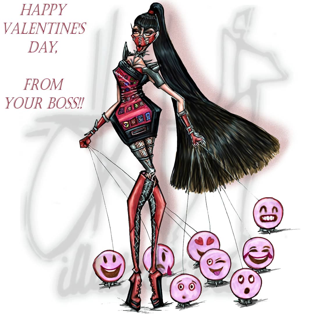 JAIllustrations's tweet photo. Happy Valentine's Day from ME, your Electronic Boss!! #happyvalentinesday #bemyvalentine #valentine #drawing #artiste #arte #fashionillustration #cartoon #animation #paintings #pencilsketch #pvc #boss #mobile #phone #apps #appcentre #whatsapp #cellphone #attention #phonography https://t.co/QBe5lt76in