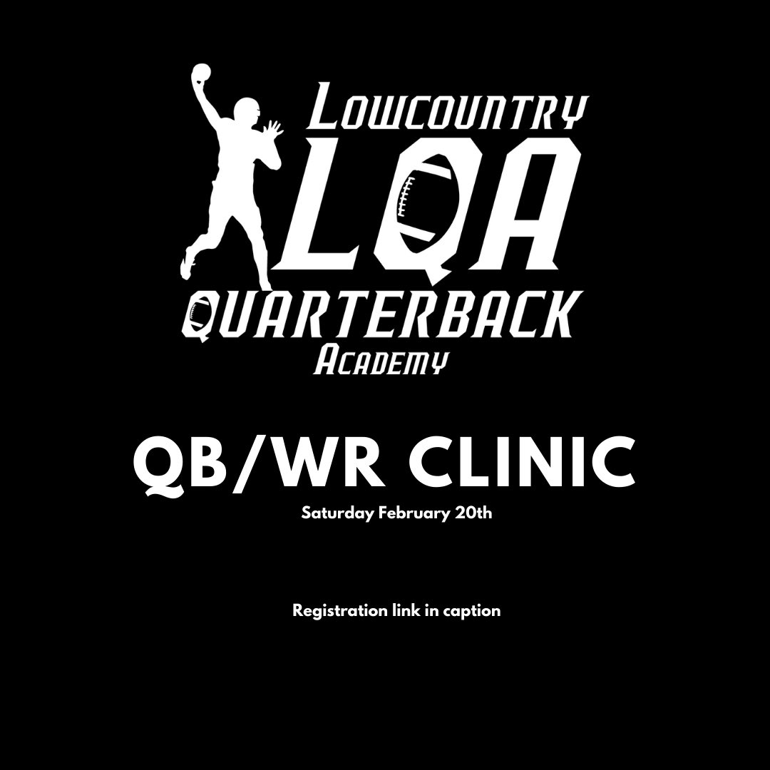 QB/WR Clinic - Saturday February 20th. Registration link below. 

lowcountryqb.com/qbwr-clinic