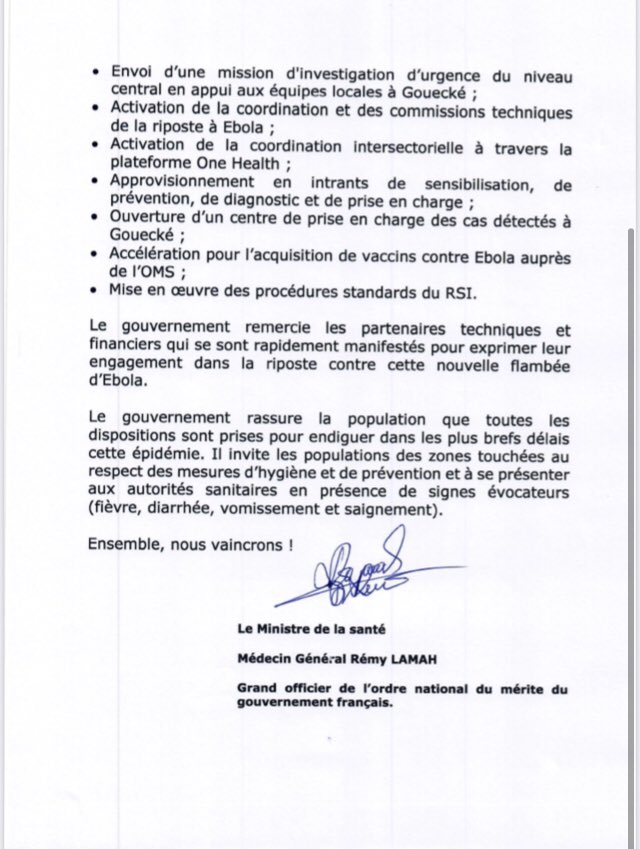 Breaking news:  #Ebola cases confirmed in neighbouring  #Guinea. Samples had been sent to  #Conakry for confirmation and today the Ministry of Health in Guinea confirmed the Ebola cases. There have been 7 cases, of which 3 died, all linked to burial of a nurse who died late January.