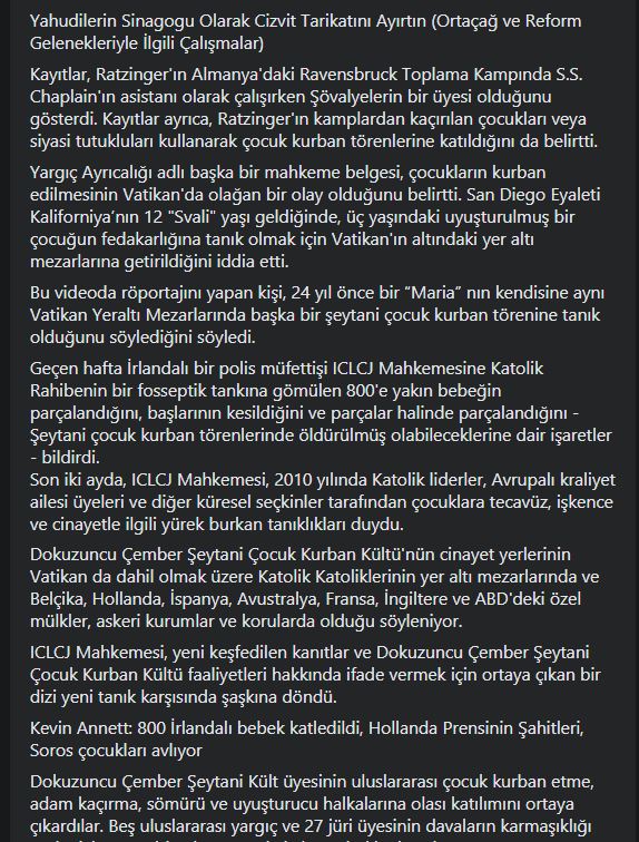serdarmuratbal's tweet photo. SATANİST PEDOFİLLER 

Avrupalı ​​Asillerin İnsan Avlama Partilerinde Çocukları Öldürdüğü İddiası - 4 Görgü Tanığı Tanıklık Etti

Bu, Brüksel'deki Uluslararası Ortak Hukuk Mahkemesi önünde görgü tanıklarının ifadelerinden alınan bir dizi makaleden biridir. #KayıpCocuklarNerede https://t.co/sTwoXFv3wO