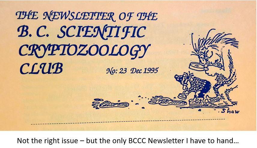 In late 1994, the British Columbia Cryptozoology Club Newsletter (BCCCN from here) also covered the Migo footage. They’d been sent a copy by veteran aquatic monster researcher Gary Mangiacopra, and had been able to watch the footage in the company of a Japanese speaker…