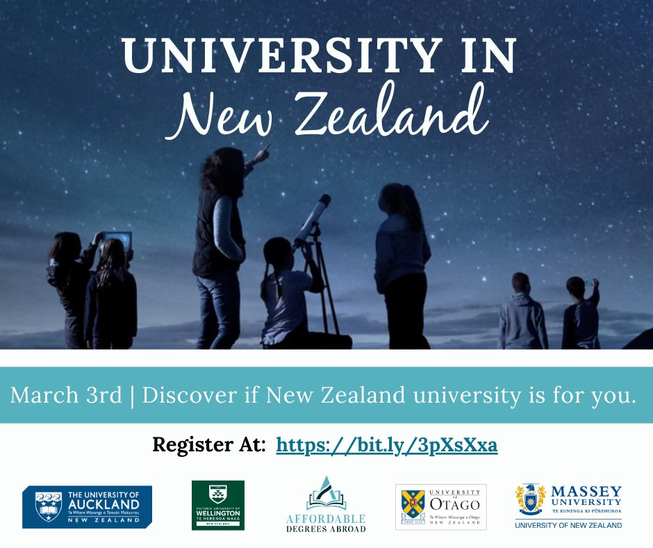 Come join the University of Otago at the “Go to University in New Zealand” live event to gain an in-depth understanding of study options and student life in New Zealand. Time: Wednesday, March 3 @ 8pm ET/5pm PT. Register here: bit.ly/3pXsXxa