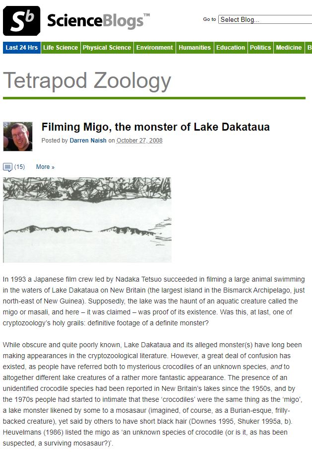 As mentioned earlier in this thread, my take on this case was written up for  #TetZoo back in 2008. That article is here  https://web.archive.org/web/20121106162637/http://scienceblogs.com/tetrapodzoology/2008/10/27/filming-migo-the-monster/ (I have to link to a wayback machine version as the ScienceBlogs original has been ruined by its hosters)…