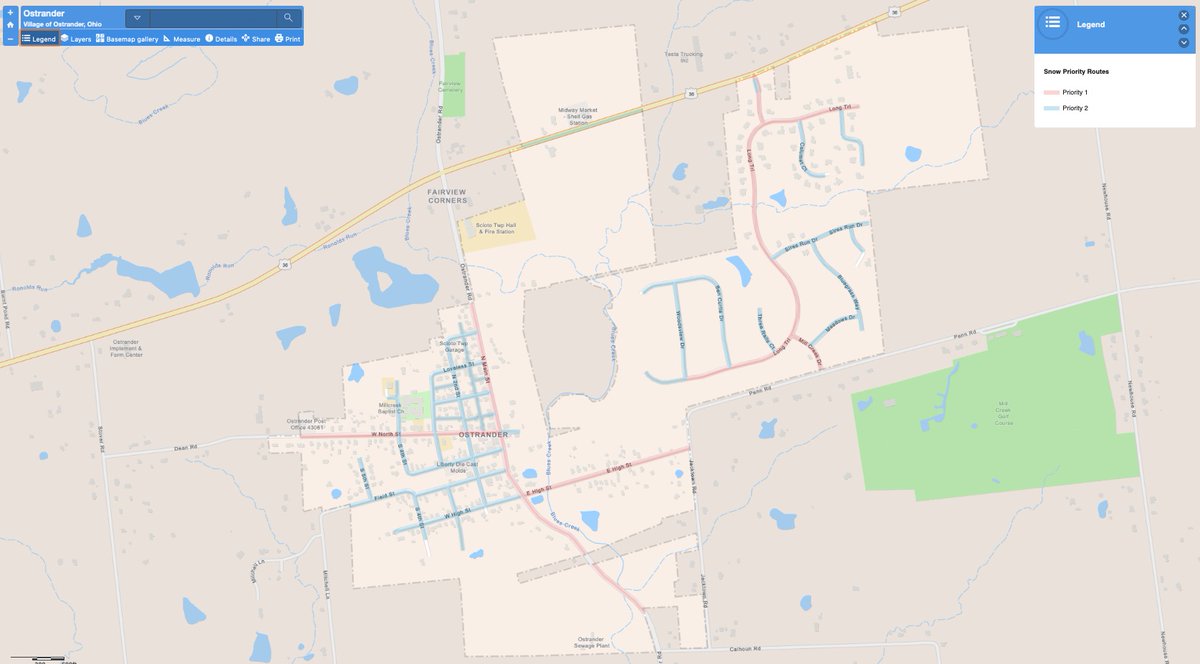 With the anticipated snow fall over the next few days, please see the attached map for Ostrander's priority snow removal routes.
