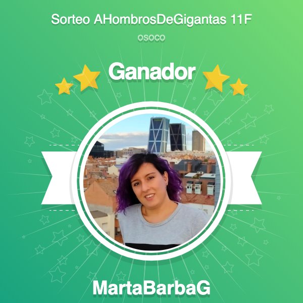 Ya tenemos ganadora del sorteo de #AHombrosDeGigantas.🎉🍾🎆

¡Enhorabuena, <a href="/MartaBarbaG/">Marta Barba</a>! Por favor, escríbenos un DM.

Gracias a todos por participar. 👏👏👏