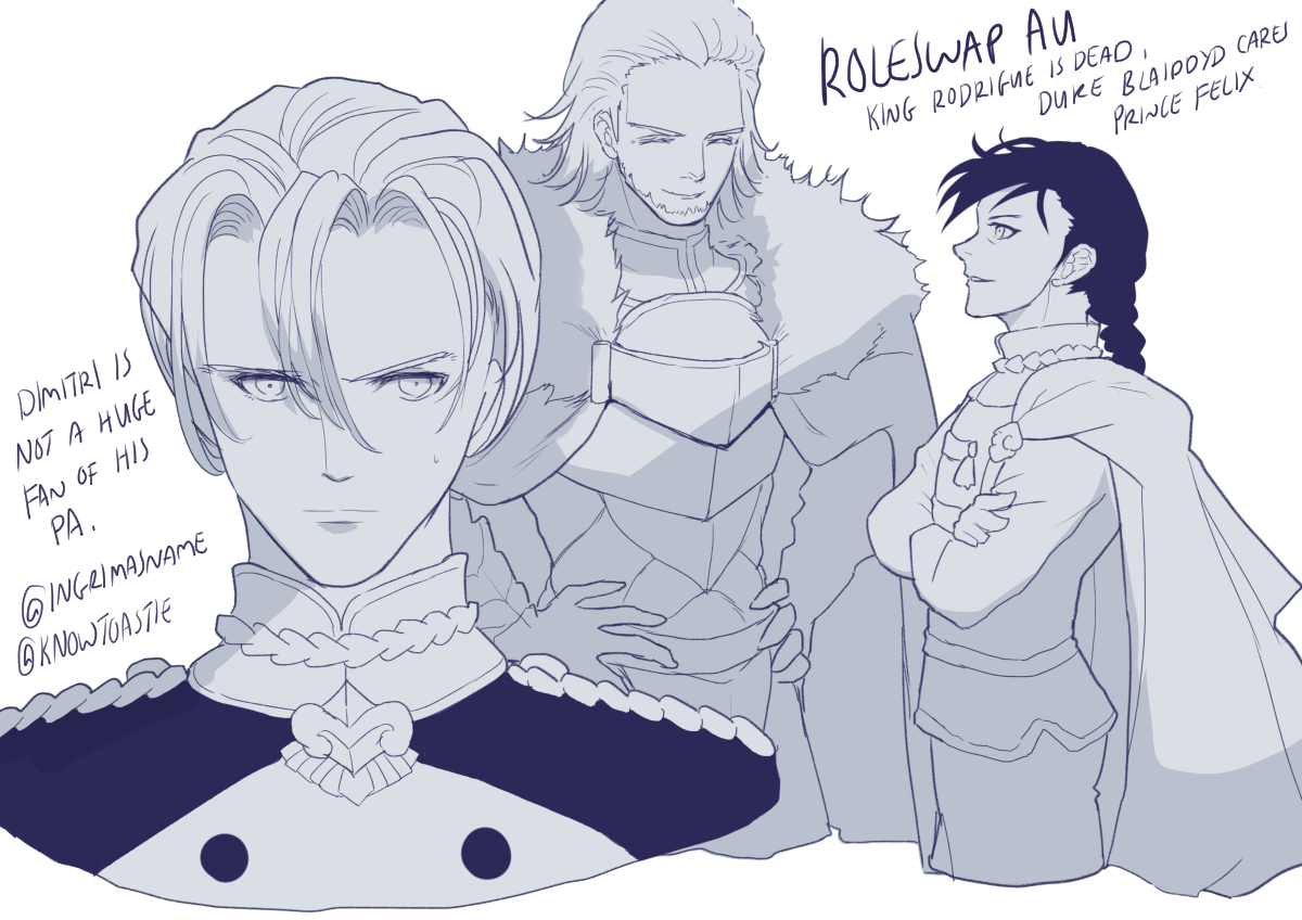 Dimilix Week Day2 Roleswap AU: @ingrimasname and I went full-throttle with Dimitri and Felix roleswap (incld. ancestors!) Here are some academy era pics. Watch this space for the fic part... and postTS part eventually!! #2021DimilixWeek 