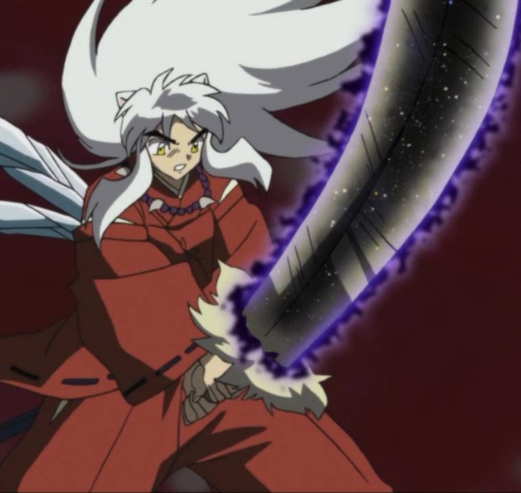 4. TESSAIGA aka "Sword of Destruction" used by Inuyasha who's a demon human hybrid. Forged from his father's fang, it can destroy a hundred demons in one strike, absorb and repel energy attacks, shrink and grow at command like a weird erection and has many other forms.