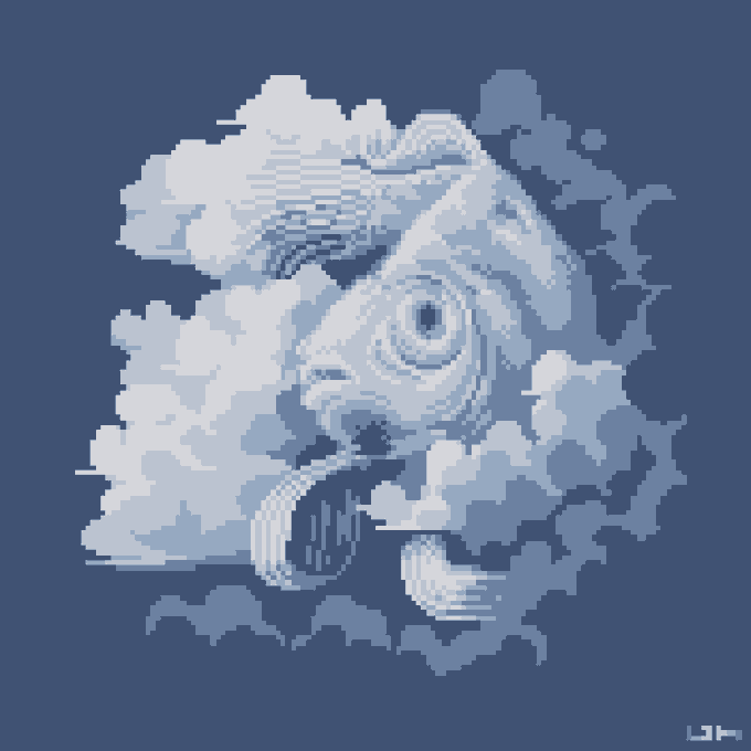 Cloud fish. Рыба в облаках. Художник zkb22. Pixel Art Fishing. Cloud Fish Cat.