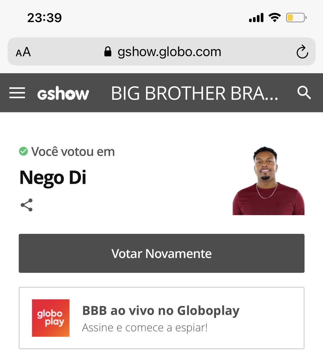 mulherizando's tweet photo. Já votaram pra eliminar o nego di hoje? #bbb21 #gshow #bbb2021 https://t.co/9SLdy2CoJr