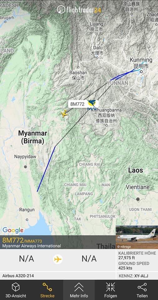 Wai_mar96's tweet photo. #WhatishappeninginMyamar 
#WeNeedYourHelpAmerica 
Yesterday, during the internet has been cut-off, there are mysterious airplanes from Kunming to Yangon in the middle of the night.
But, there are no evidences that landed in both Yangon and Kunming. They also deleted the radar. https://t.co/Iru2lFkfhL