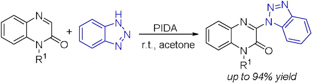 Hypervalent iodine mediated C-H amination of quinoxalinones with heteroaromatic amines under metal-free conditions. #hypervalentiodine #CHamination sciencedirect.com/science/articl…