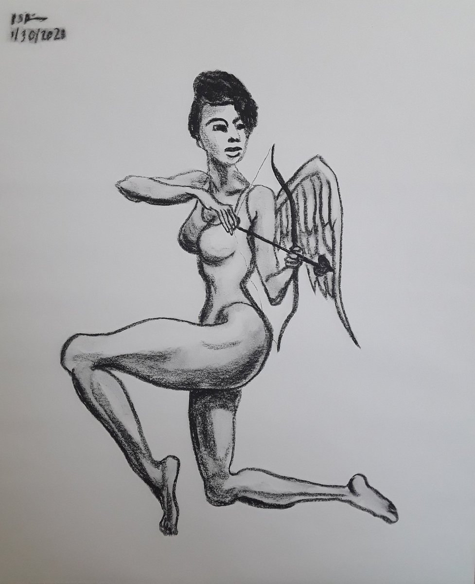 sharkypad's tweet photo. What sight this #beauty/
Let fly that arrow #cupid/
A sleek black #Angel
#haiku #ValentinesDay #artistsontwitter #artist #drawing #fantasyart #life #model #muse #art #lifedrawing #Livestream #livestreamlifedrawing #artistscreate #cosplay #artwork #GalleryGirlsLA @TheGalleryGirls https://t.co/fTclXmwW4v
