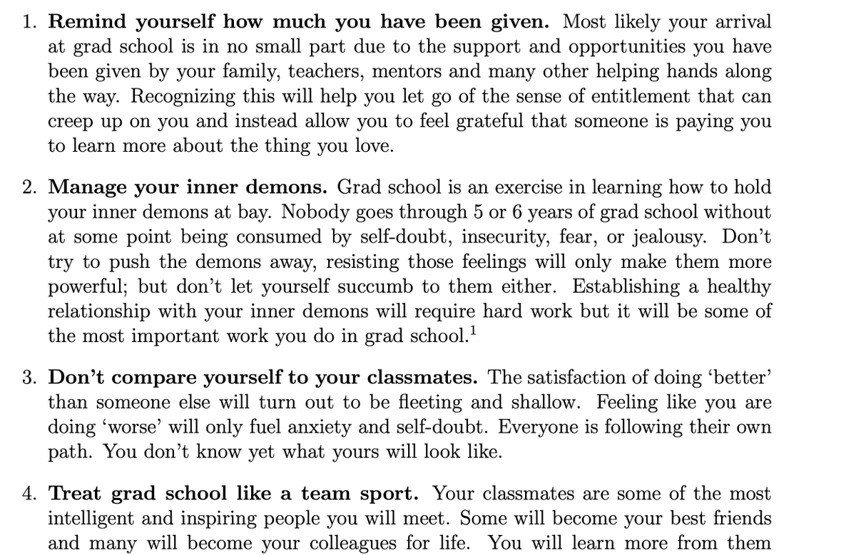 wytham88's tweet photo. Check out @BlattnerLaura's 15 rules for grad school but many are actually for life. Haven't seen this doc before but these are v good
https://t.co/uEZ2OxXC2j

No. 1: Remind yourself how much you have been given

More excerpts in screenshots https://t.co/NUYZvTjVbv