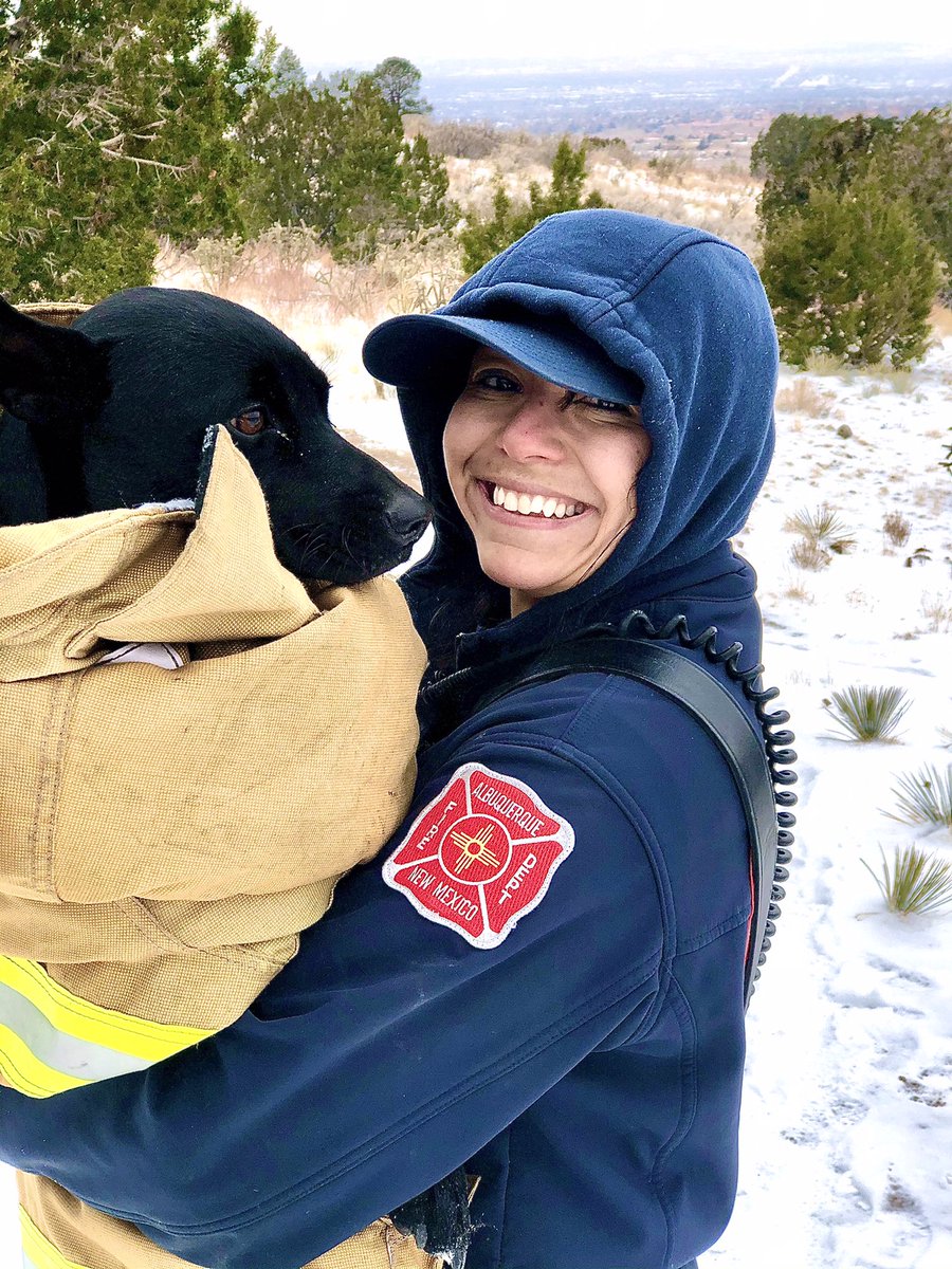 abqfire's tweet photo. This afternoon AFR worked for nearly 3 hours in freezing conditions to rescue a furry patient named Jack. While on a wintery walk near Michael Emery Trail, Jack slipped and was wedged between two boulders. Amazing work in extreme conditions! @iafflocal244 https://t.co/kgRWDtcbUR