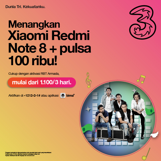 E-Motion Entertainment (@e_motion_ent) on Twitter photo Mao HP keren dari <a href="/band_Armada/">ARMADA Band from Indonesia</a> ? Nih simak caranya⬇️
1. Program ini untuk pelanggan TRI dari tanggal 15 JANUARI-8 MARET 2021
2. Aktifkan RBT Harusnya Aku - Armada, ketik BAD15 kirim 1212
3. Follow akun Instagram @emotionent
#TriIndonesia #Armada #HarusnyaAku Mao HP keren dari <a href="/band_Armada/">ARMADA Band from Indonesia</a> ? Nih simak caranya⬇️
1. Program ini untuk pelanggan TRI dari tanggal 15 JANUARI-8 MARET 2021
2. Aktifkan RBT Harusnya Aku - Armada, ketik BAD15 kirim 1212
3. Follow akun Instagram @emotionent
#TriIndonesia #Armada #HarusnyaAku