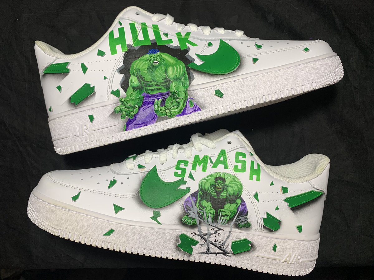 El sur Twitter : "Incredible Hulk Nike Force 1s #nike #custommade #custom #sneakers #hulk #smash https://t.co/w0AW0d54b3" / Twitter