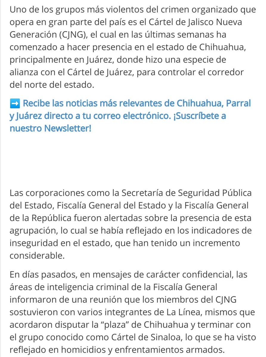 Hoy El Heraldo publica que el CJNG llegó a Chihuahua en alianza con La Línea para "pelear la plaza."El mismo día que un enfrentamiento a media carretera deja 5 muertos (3 decapitados).Aquí hago unas observaciones porque este asunto me dejó muchas dudas...