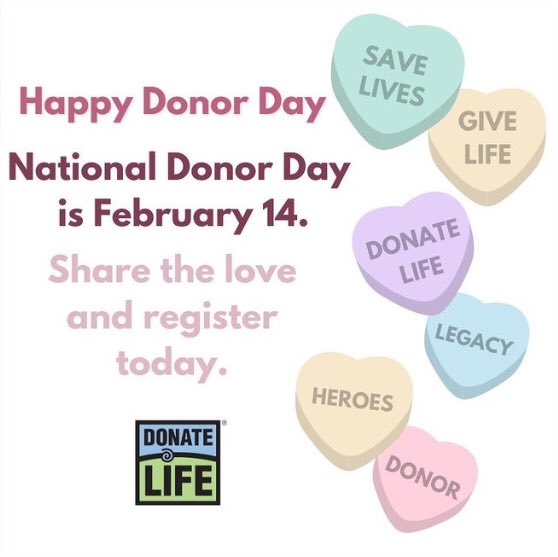 1408AUTOROW's tweet photo. Happy Donor Day! Share the love and register your decision to be an organ donor at https://t.co/Gs9DSSu6m4. Thank you to all donors, registered donors, donor families, and living donors for your generosity. Learn more about National Donor Day at https://t.co/2KoQLMvdjy. https://t.co/NRAT7cmuEV