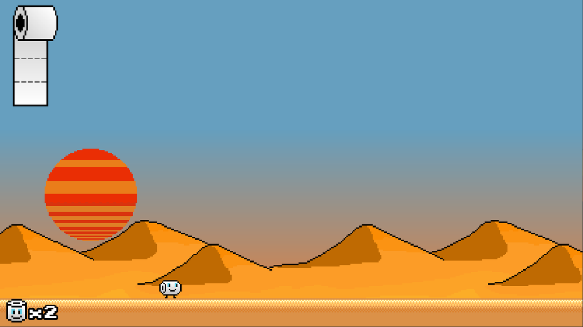 twoplyStudios's tweet image. Topli is headed to the desert to go after Block Turd! Here is a sneak peak at another new area. I will focus on showing off some new enemy designs soon! #tpadventures #twoplysoftware #2d #godot #gamedev #platformer #poop #toiletpaper
